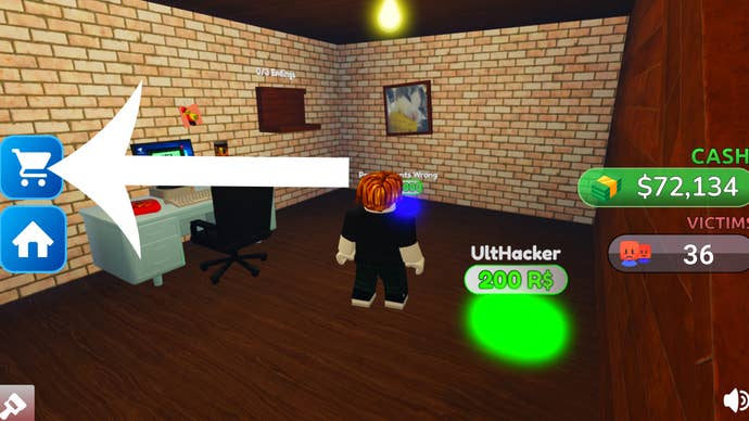 Image showing the button you need to press to redeem a code in Roblox game Become a Hacker.