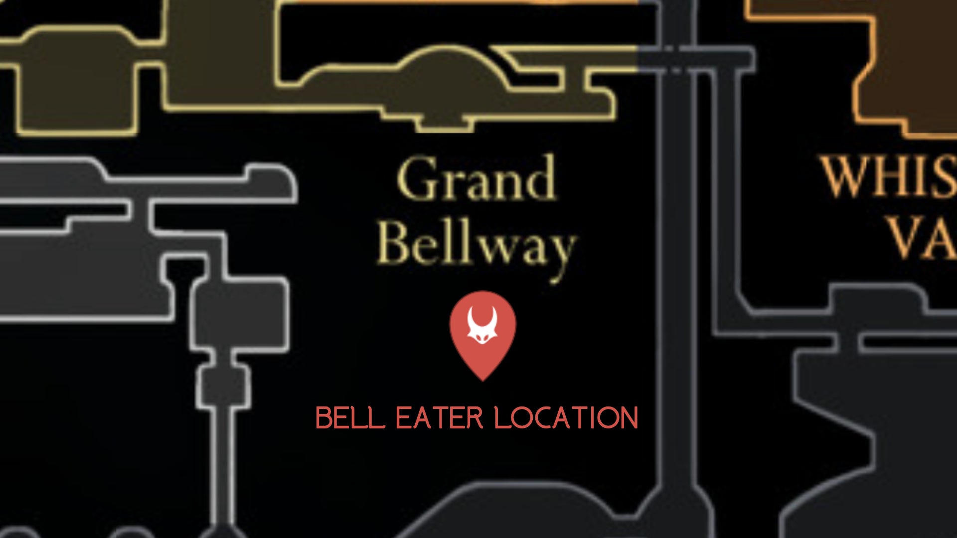 A map showing the location of the Bell Eater boss in Hollow Knight: Silksong. - 68
