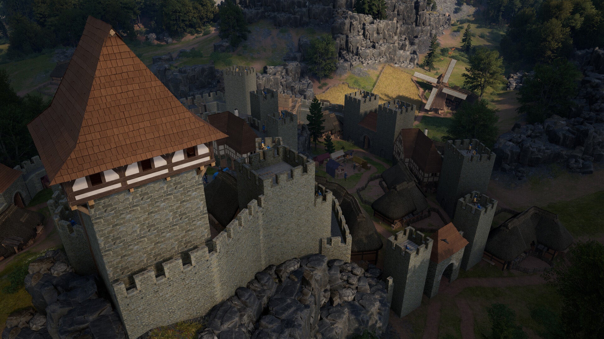 Build a medieval castle piece by piece and then defend it from enemy knights in the city builder and RTS Bergfried