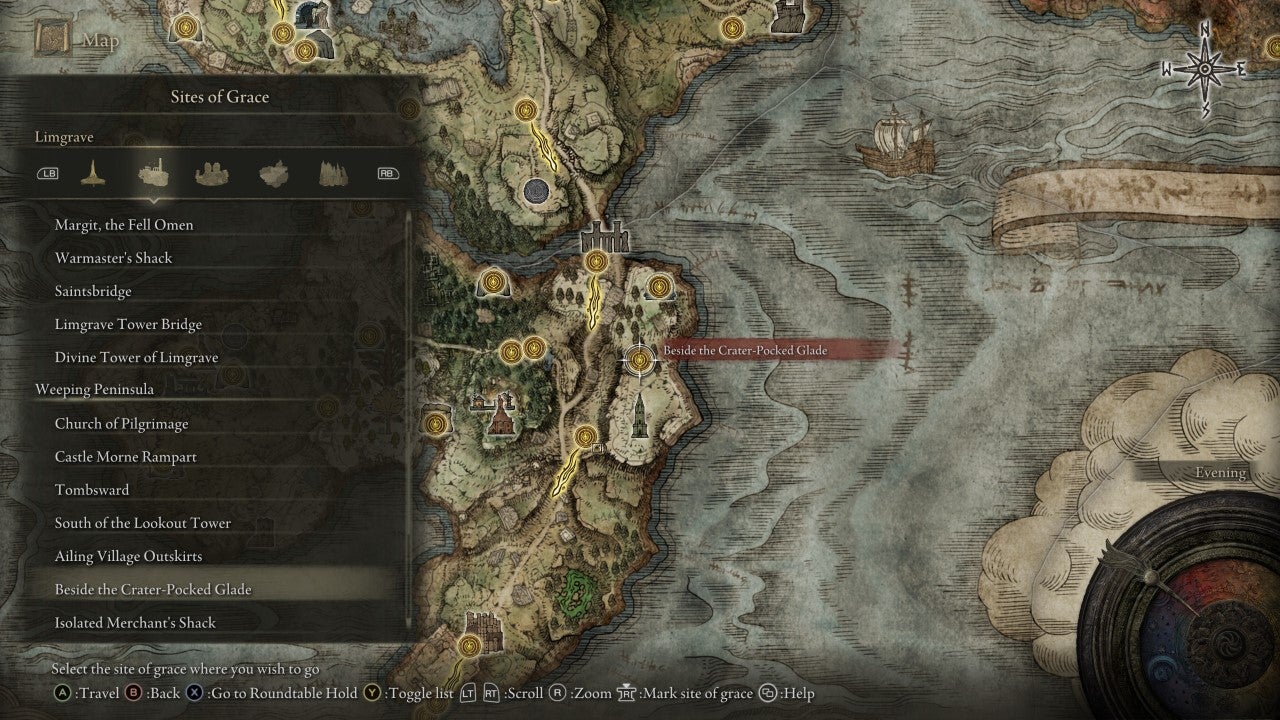 Beside the Crater Pocked Glade Grace in Elden Ring