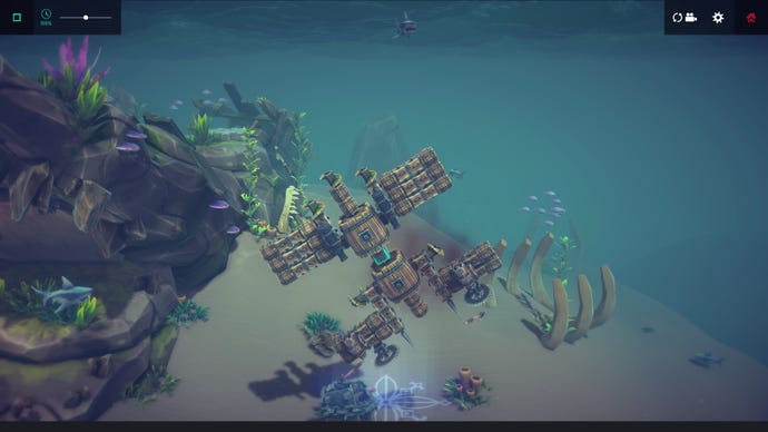The greatest submersible to ever drag a treasure chest with a harpoon gun in Besiege