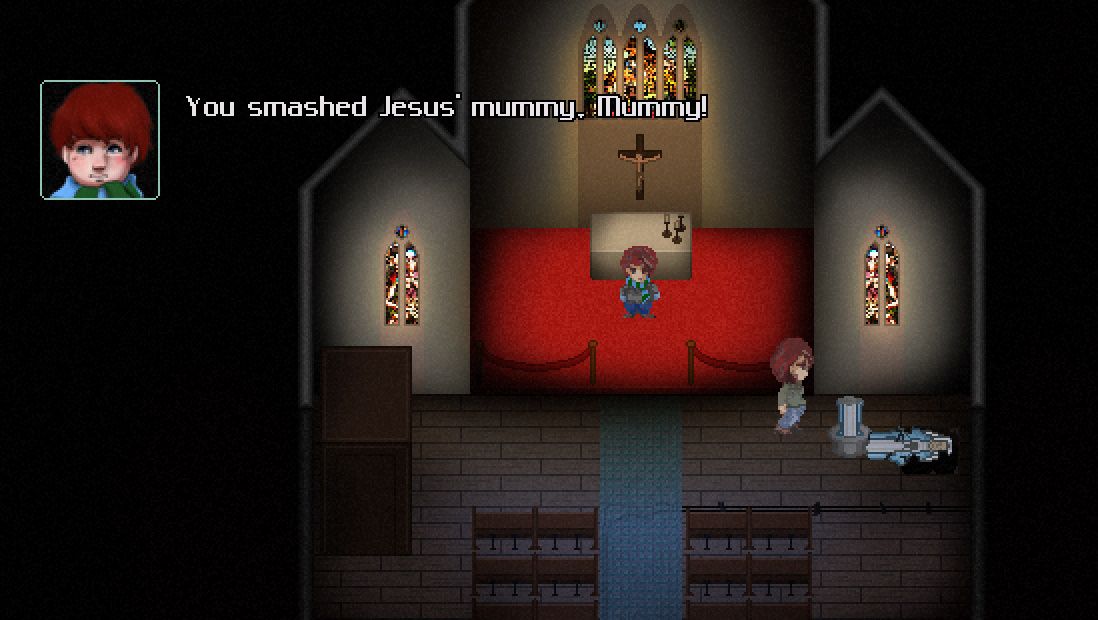 Alice destroys the figure of the Virgin Mary in a church. - 4