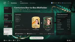 The Centurions Box-to-box Midfielder Evolutions menu in EAFC 24 featuring Lyon player Sara Dabritz