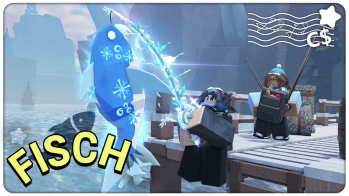A Roblox character reeling in a sparkling fish in the game Fisch. - 9