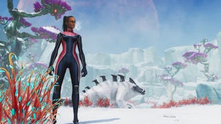 A snowy scene in Subnautica Below Zero