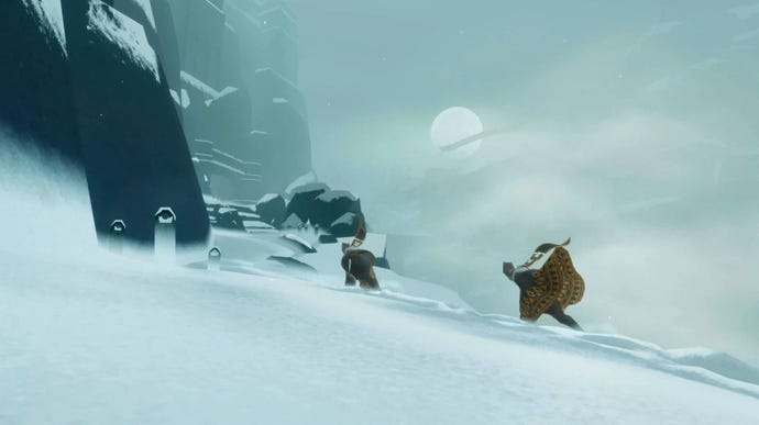 A snowy scene in Journey