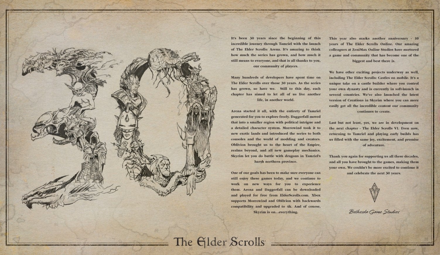 An image of a 30th anniversary message for the Elder Scrolls series - 1