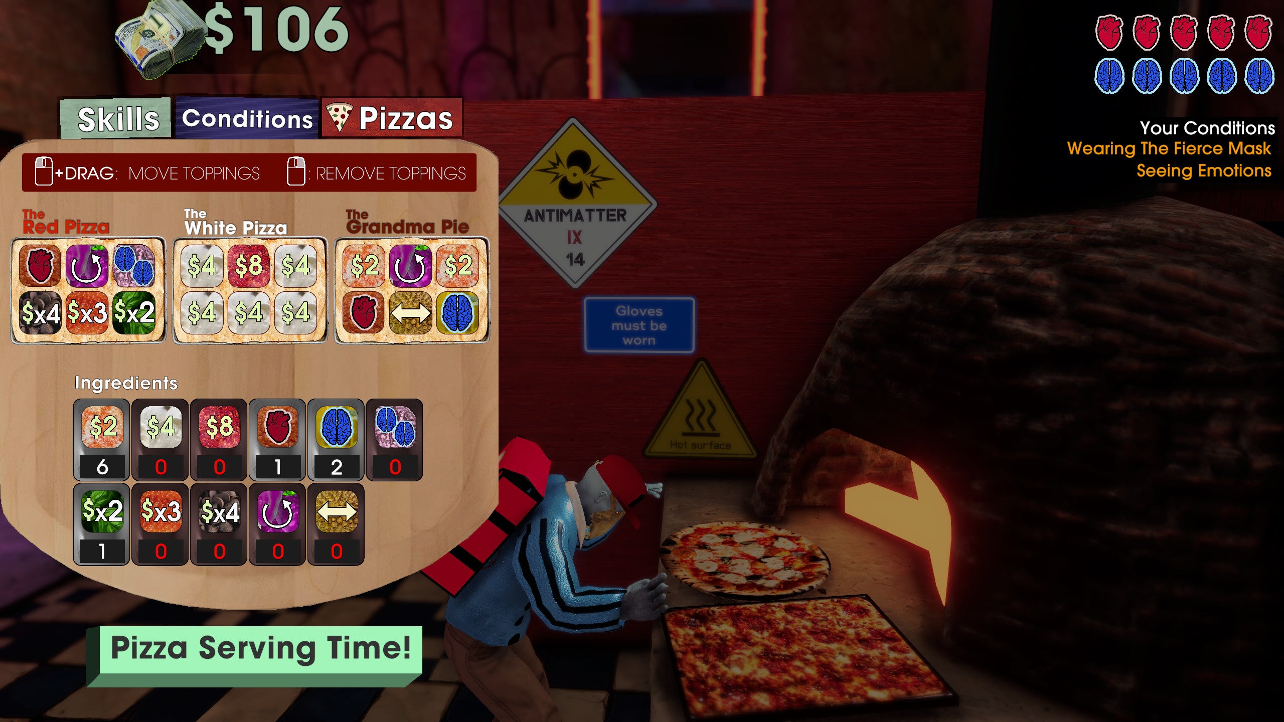 Baking pizzas in a Betrayal At Club Low screenshot.