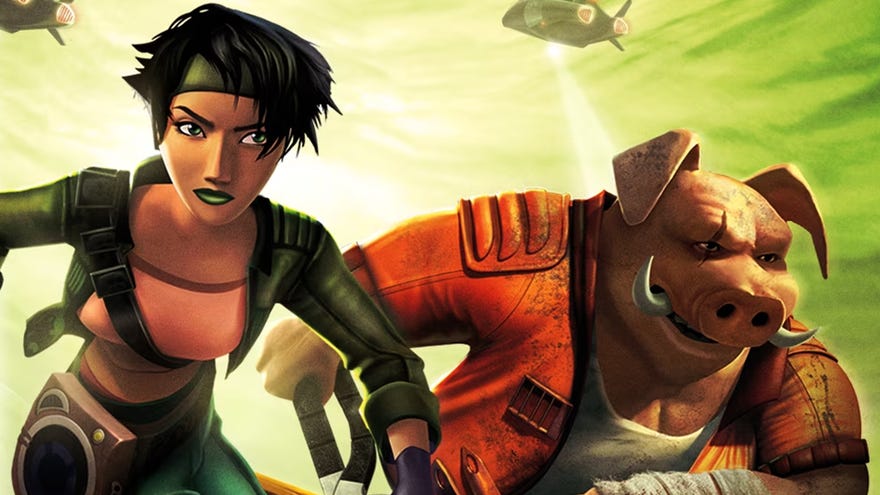 Jade and a pig companion in Beyond Good & Evil artwork