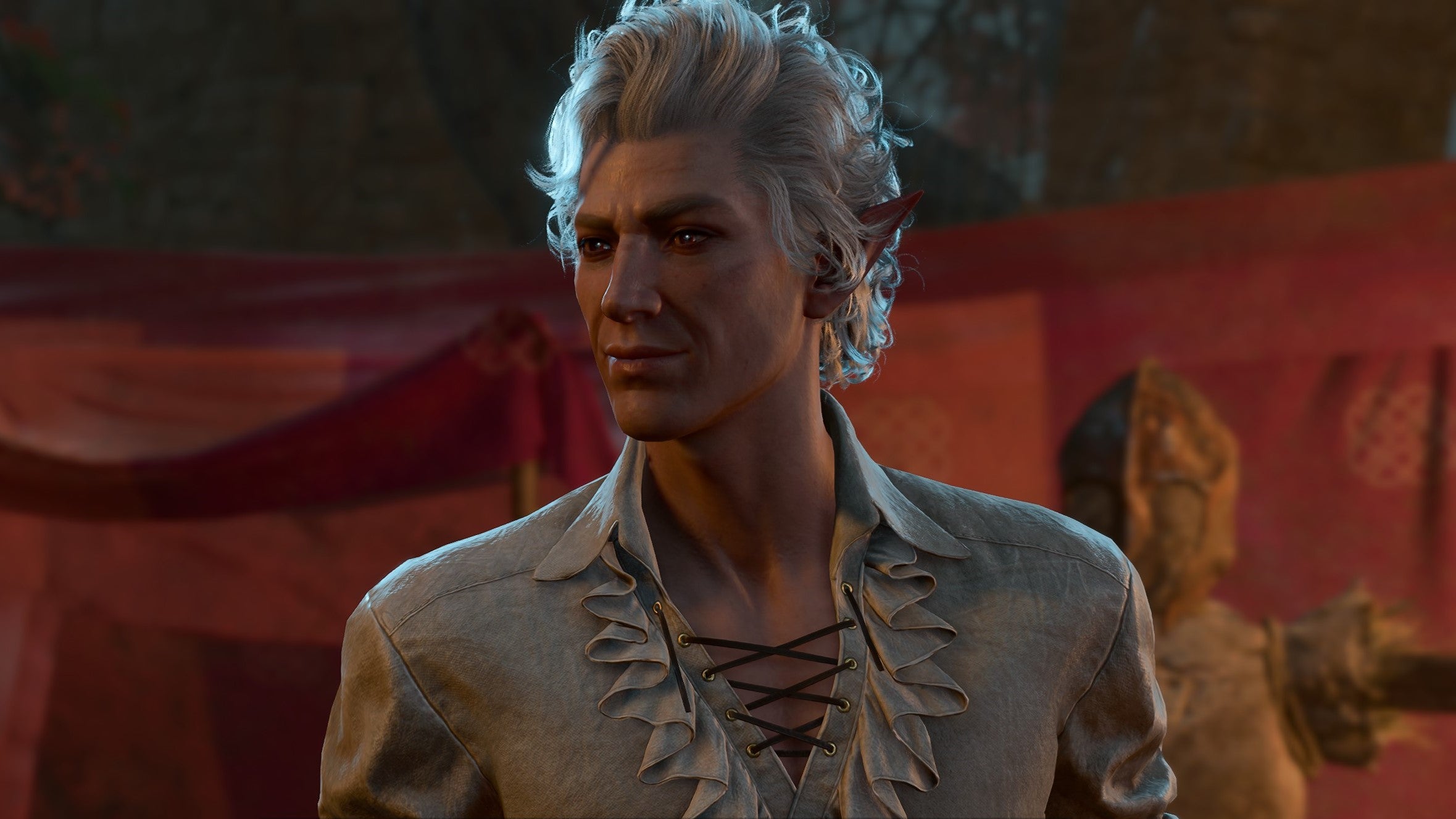 Astarion in Baldur&rsquo;s Gate 3 with a slight smirk