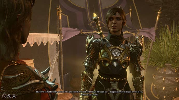 Shadowheart being flirty with the player character after breaking up with them.