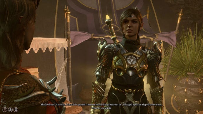 Shadowheart being flirty with the player character after breaking up with them.