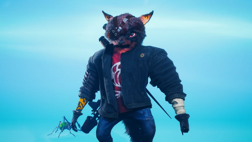 A screenshot of a Saboteur class character in Biomutant.