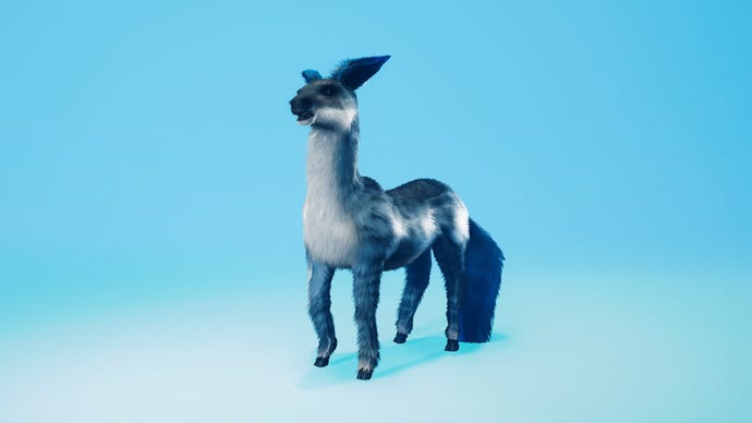 A Biomutant screenshot of the Azure Gnoat mount.