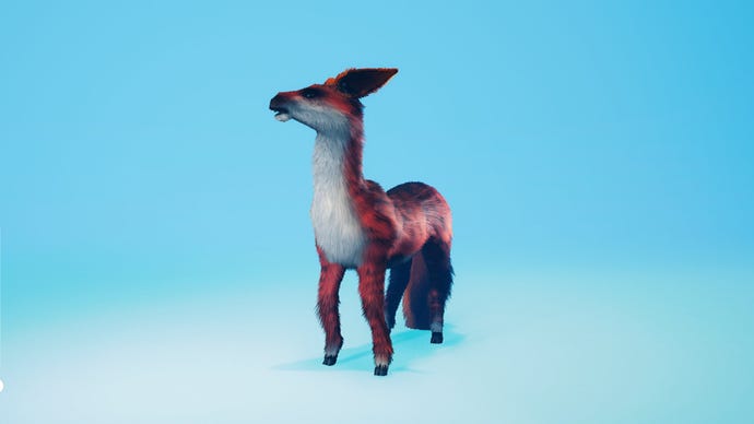 A Biomutant screenshot of the Old Scarlet Gnoat mount.