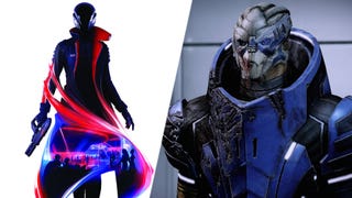 BioWare's Mass Effect tease from last year's N7 day next to Garrus Vakarian on Mass Effect Legendary Edition.