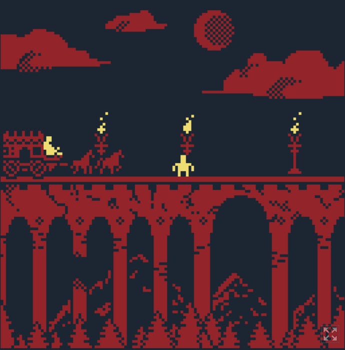 A carriage is pulled across a gothic bridge in The House Of The Living