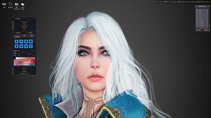 A fancy lady in Black Desert Online’s character creator.