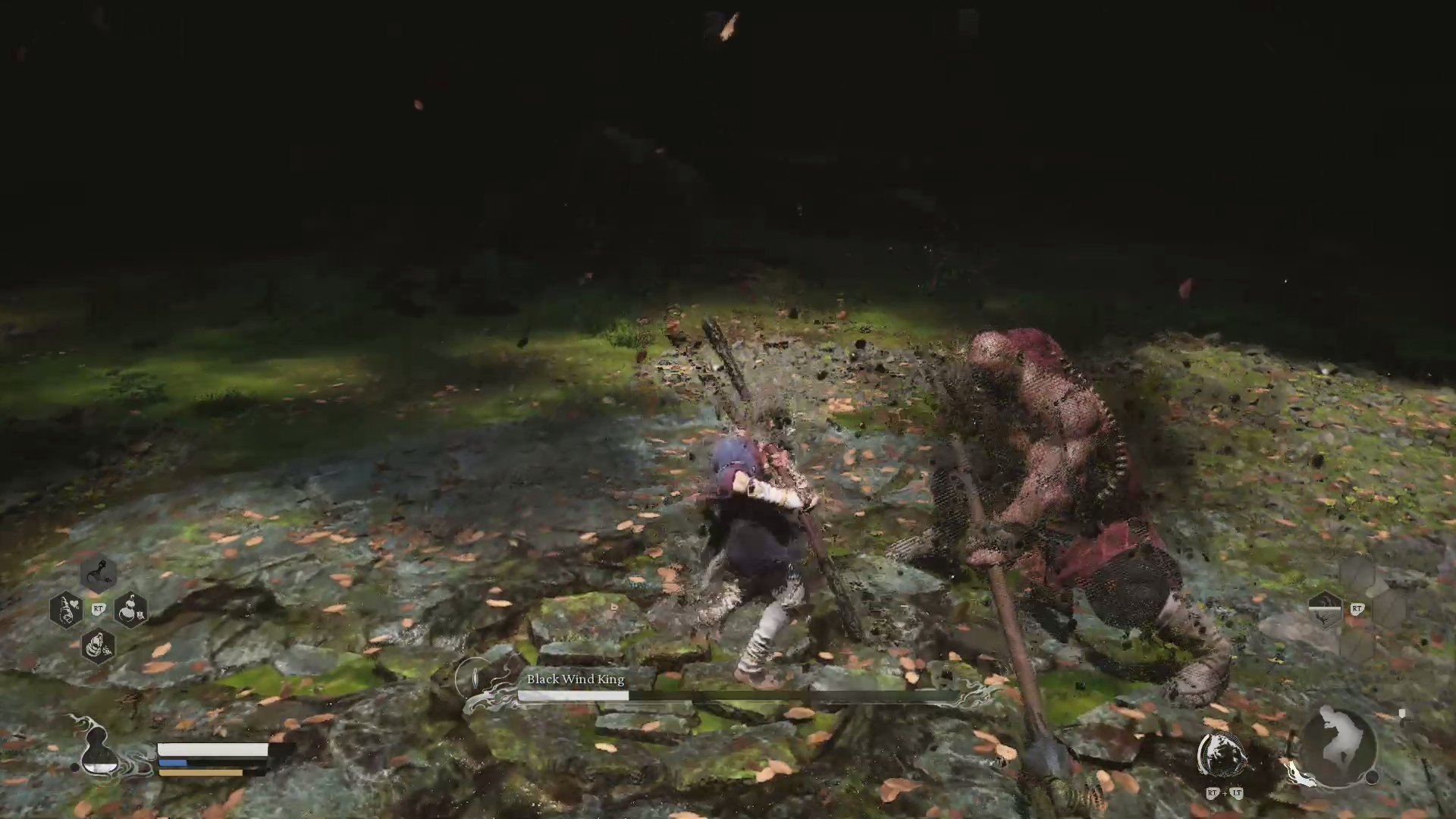 Destined One attempts to attack Black Wind King whose form is slowly fading into mist