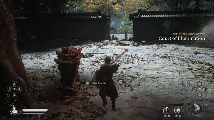 Destined One by shrine, name displayed as Court of Illumination