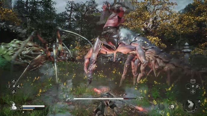 Large spider attacking Hundred-Eyed Daoist Master