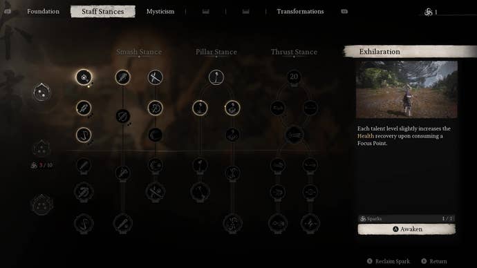 A look at Black Myth: Wukong’s skill tree.