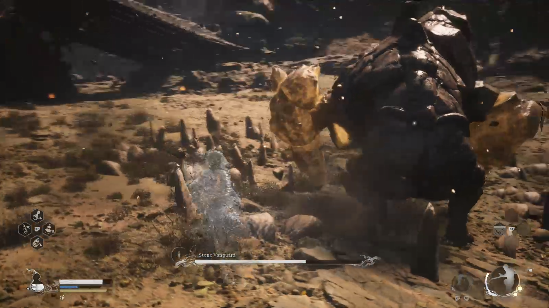 Destined One cloud-stepping behind Stone Vanguard