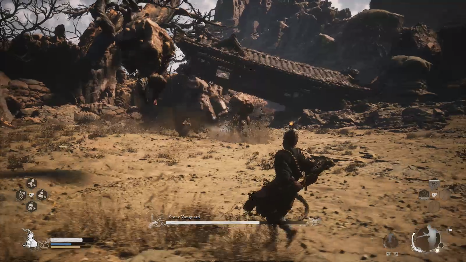 Stone Vanguard from a distance summoning smaller rock creatures who fling themselves towards Destine One