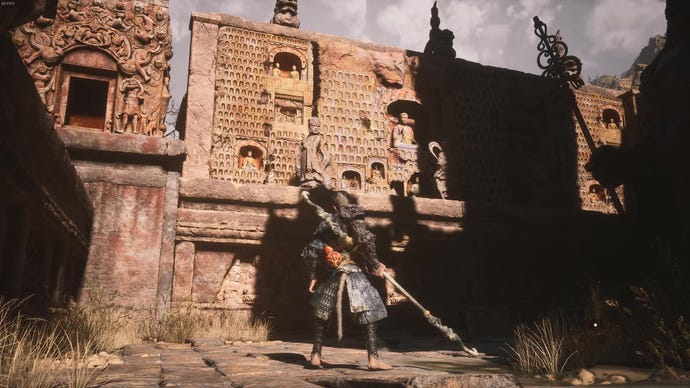 Observing some lovely architecture at the Tiger Temple in Black Myth: Wukong.