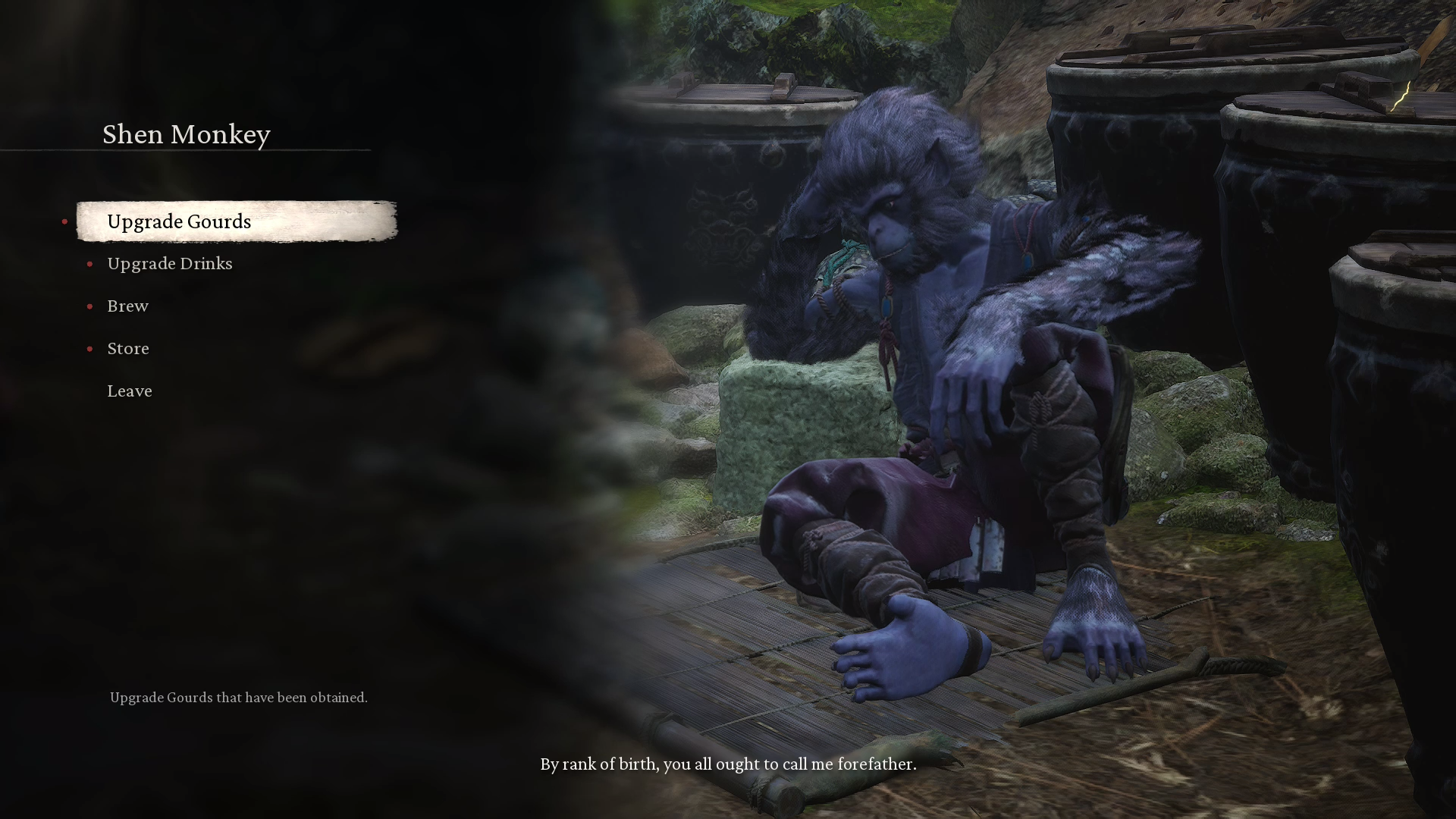 Shen Monkey and upgrade options for gourd and drink