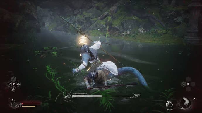 Destined One uses Immobilize spell on Whiteclad Noble