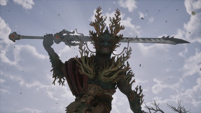 A screenshot of the Cyan Loong boss in Chapter 3 of Black Myth: Wukong.