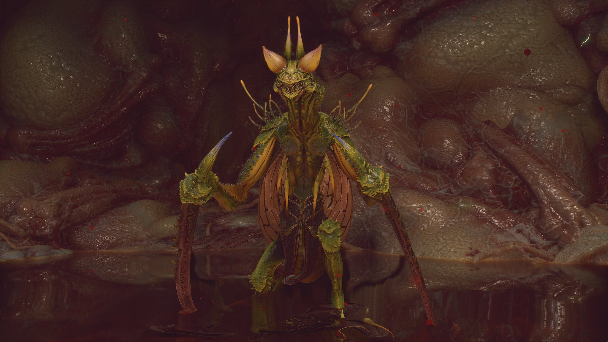 A screenshot of the Emerald-Armed Mantis boss in Chapter 6 of Black Myth: Wukong. - 15