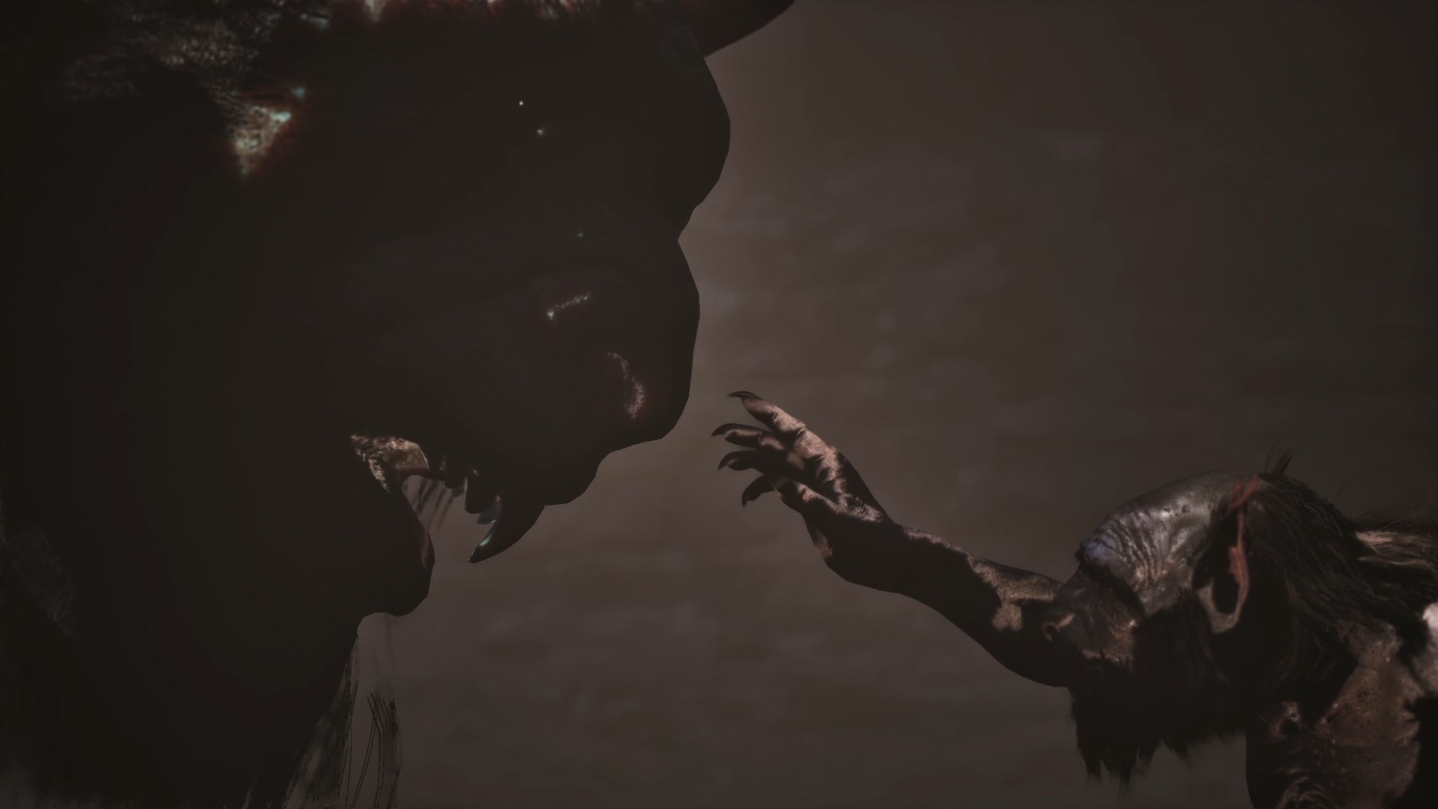 A close-up of the First Prince, a boss in Chapter 2 of Black Myth: Wukong, looking down upon the Rat King. - 10