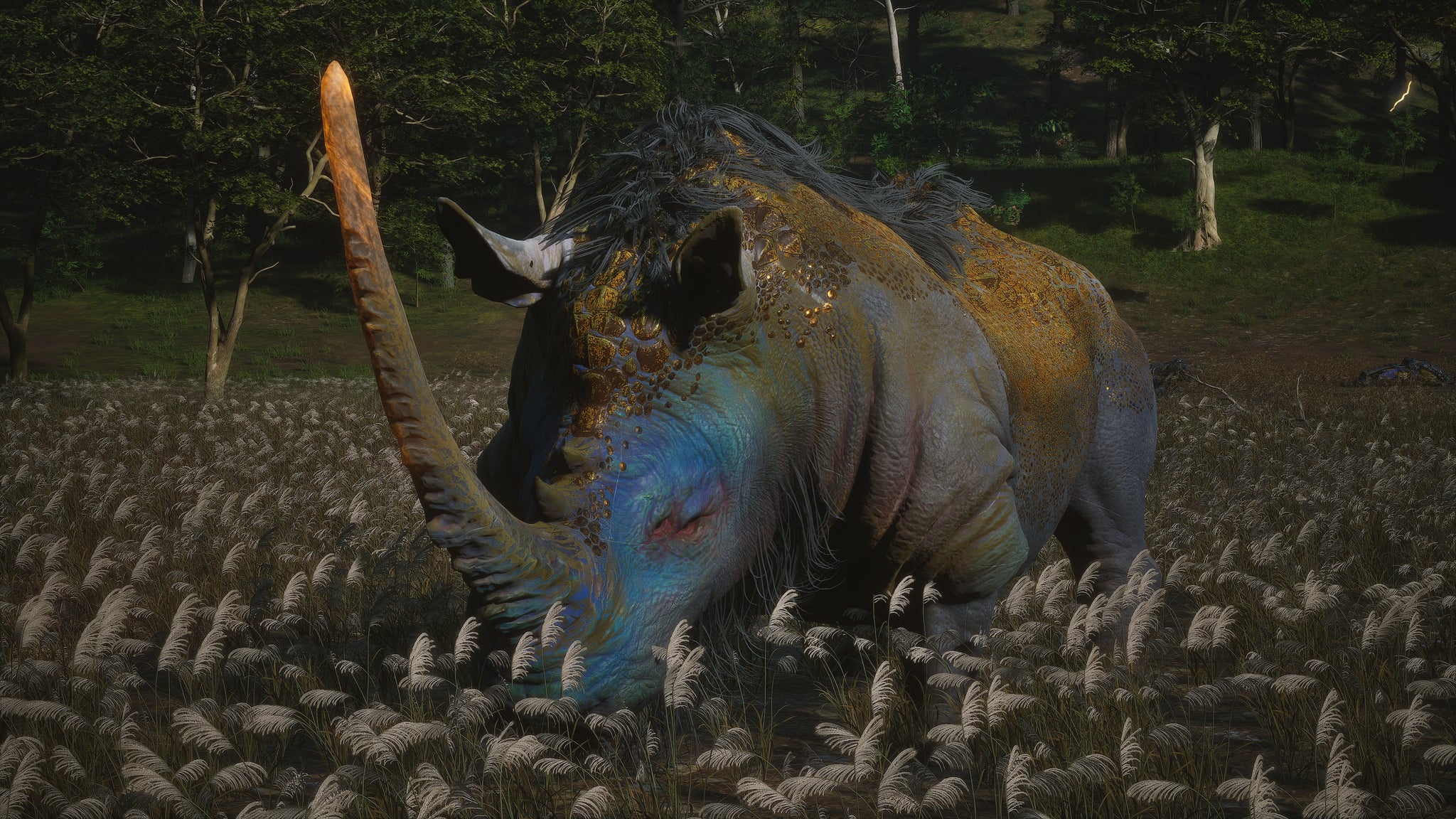 A screenshot of the Gold-Armored Rhino boss in Chapter 6 of Black Myth: Wukong. - 13