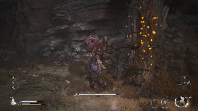 The player in Black Myth: Wukong fights against the Gore-Eye Daoist boss in Chapter 2.