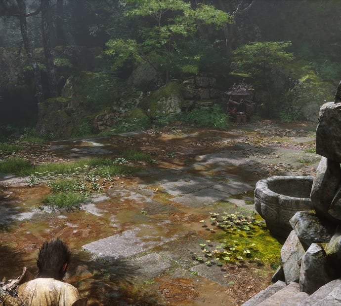 The player in Black Myth: Wukong stands next to a Keeper’s Shrine in Chapter 1.