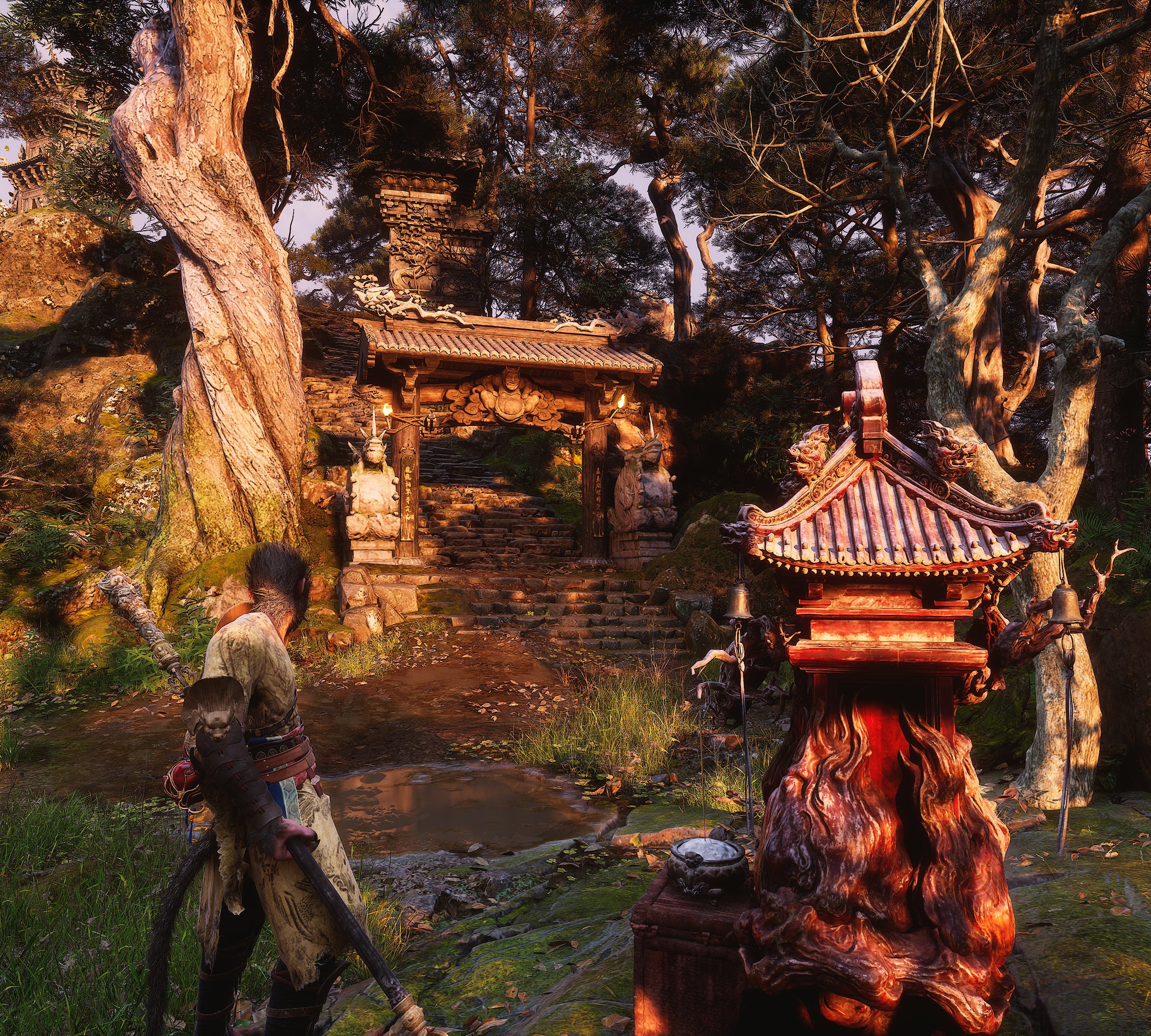 The player in Black Myth: Wukong stands next to a Keeper&rsquo;s Shrine in Chapter 1.
