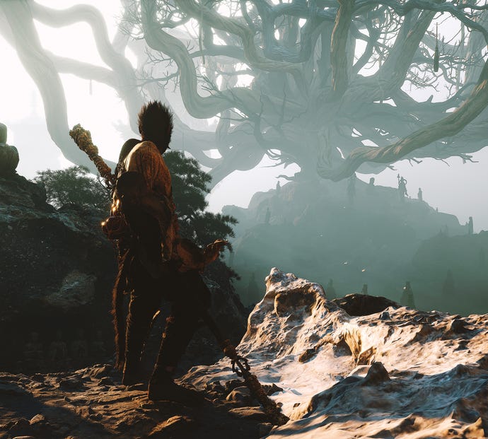 The player in Black Myth: Wukong stands next to a Keeper’s Shrine in Chapter 1.