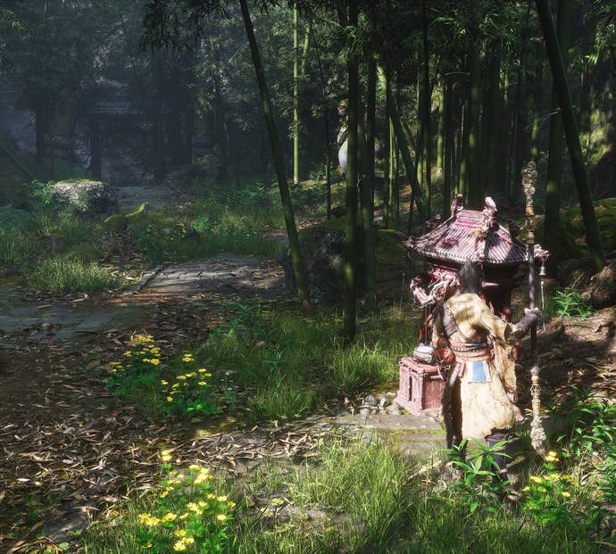 The player in Black Myth: Wukong stands next to a Keeper’s Shrine in Chapter 1.
