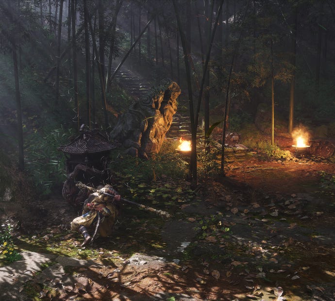 The player in Black Myth: Wukong stands next to a Keeper’s Shrine in Chapter 1.