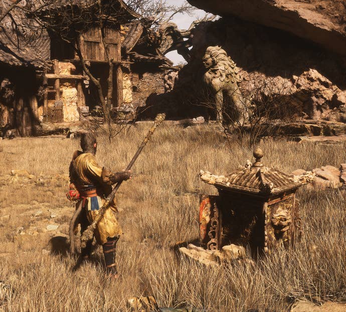 The player in Black Myth: Wukong stands next to a Keeper’s Shrine in Chapter 2.