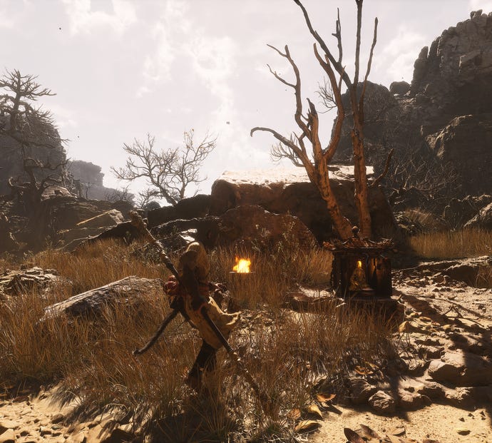 The player in Black Myth: Wukong stands next to a Keeper’s Shrine in Chapter 2.