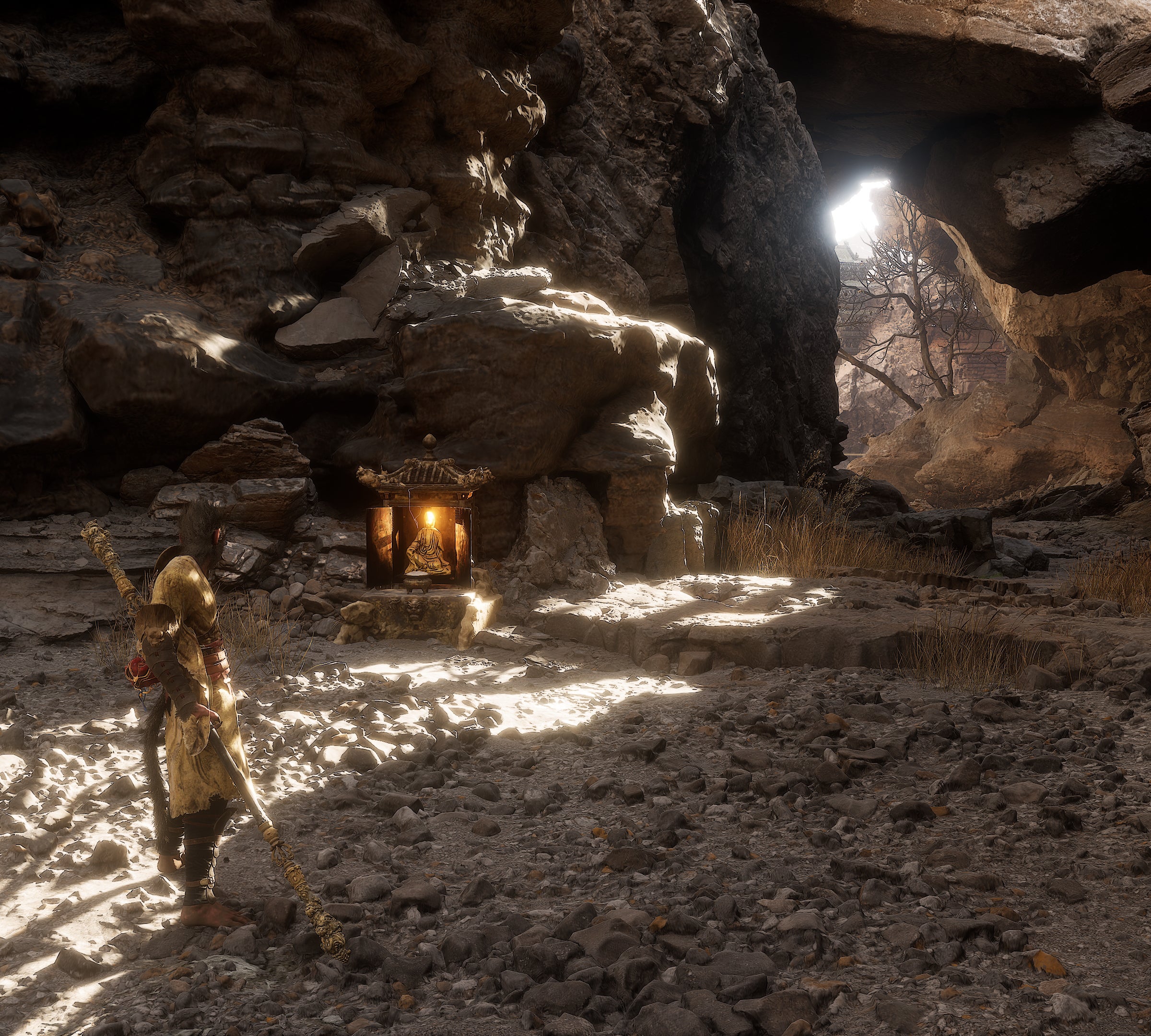 The player in Black Myth: Wukong stands next to a Keeper&rsquo;s Shrine in Chapter 2.