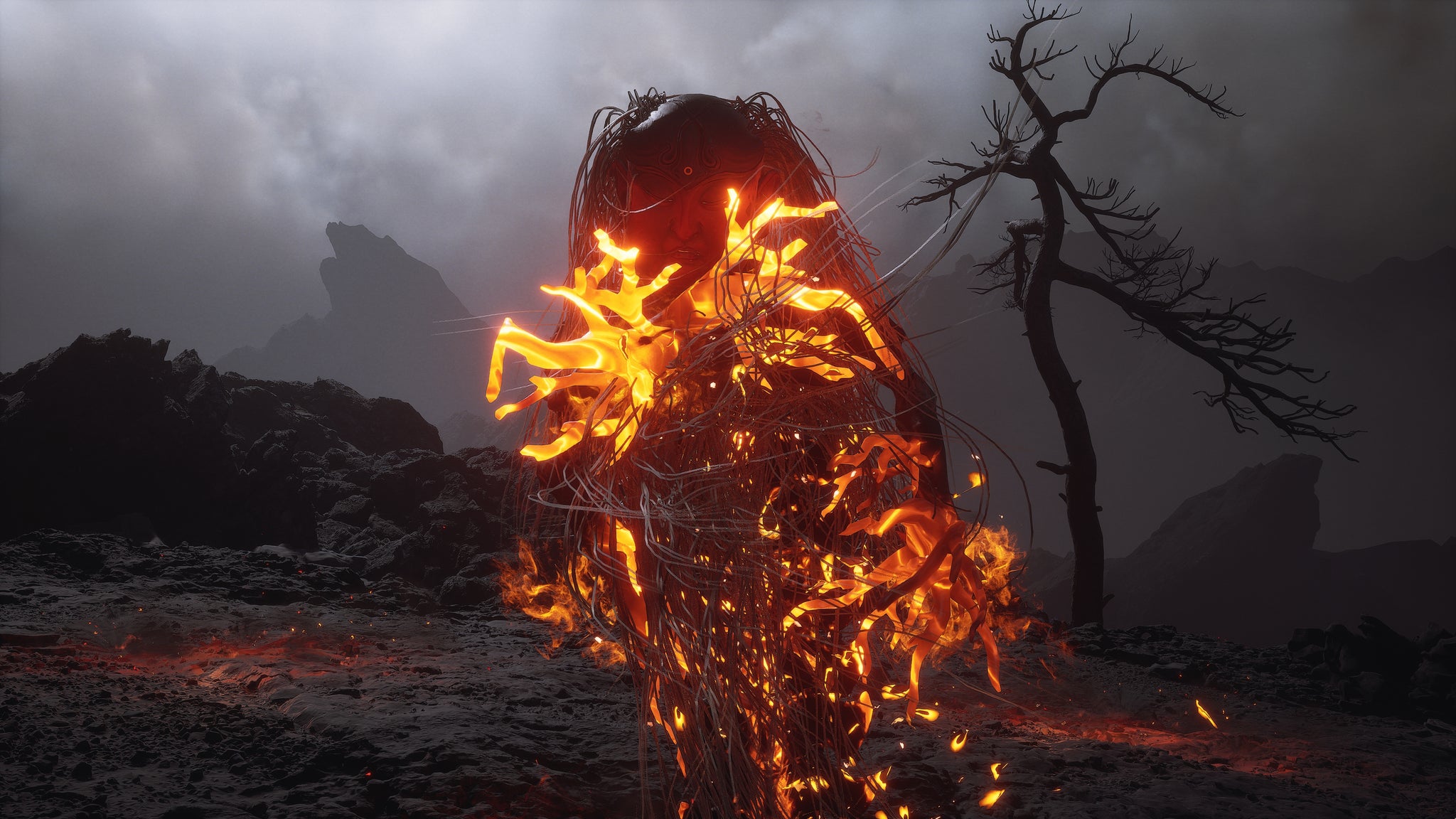 A screenshot of the Mother Of Flamlings boss in Chapter 5 of Black Myth: Wukong. - 15