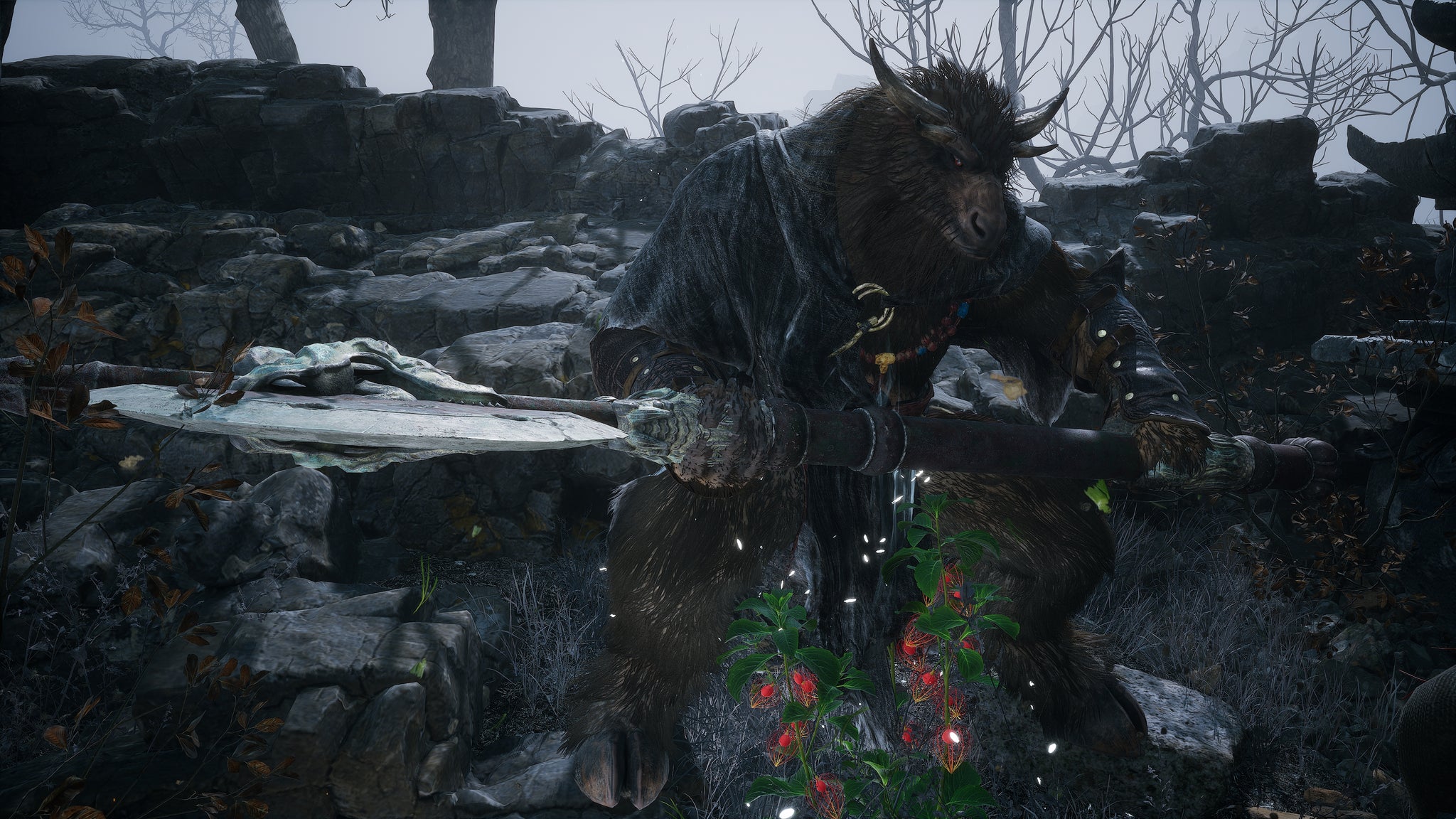 A screenshot of the Pale-Axe Stalwart boss in Chapter 5 of Black Myth: Wukong. - 4