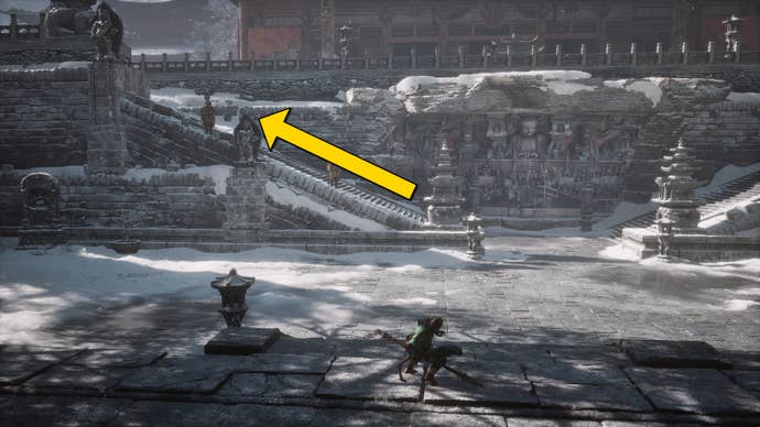 The player in Black Myth: Wukong follows the path to the Non-Void boss in the New Thunderclap Temple in Chapter 3.