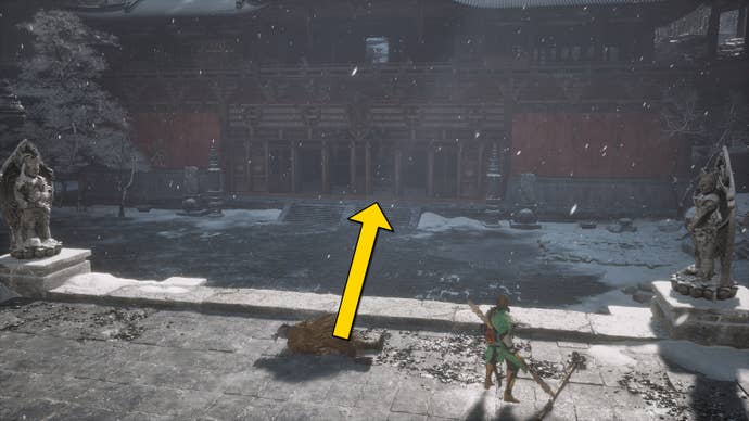 The player in Black Myth: Wukong follows the path to the Non-Void boss in the New Thunderclap Temple in Chapter 3.