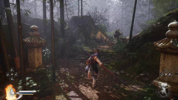 A monkey warrior meets the Blessed Gourd Master in Black Myth: Wukong.