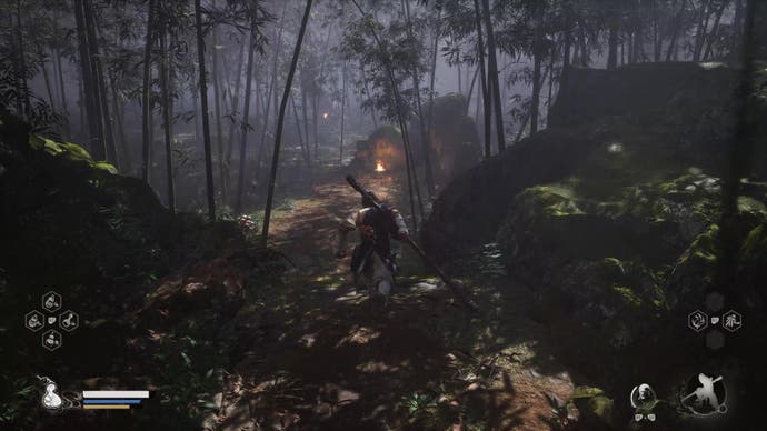 A monkey warrior enters a bamboo grove in Black Myth Wukong.